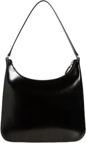 STAUD Women's Black High Shine Leather Alec Shoulder Handbag