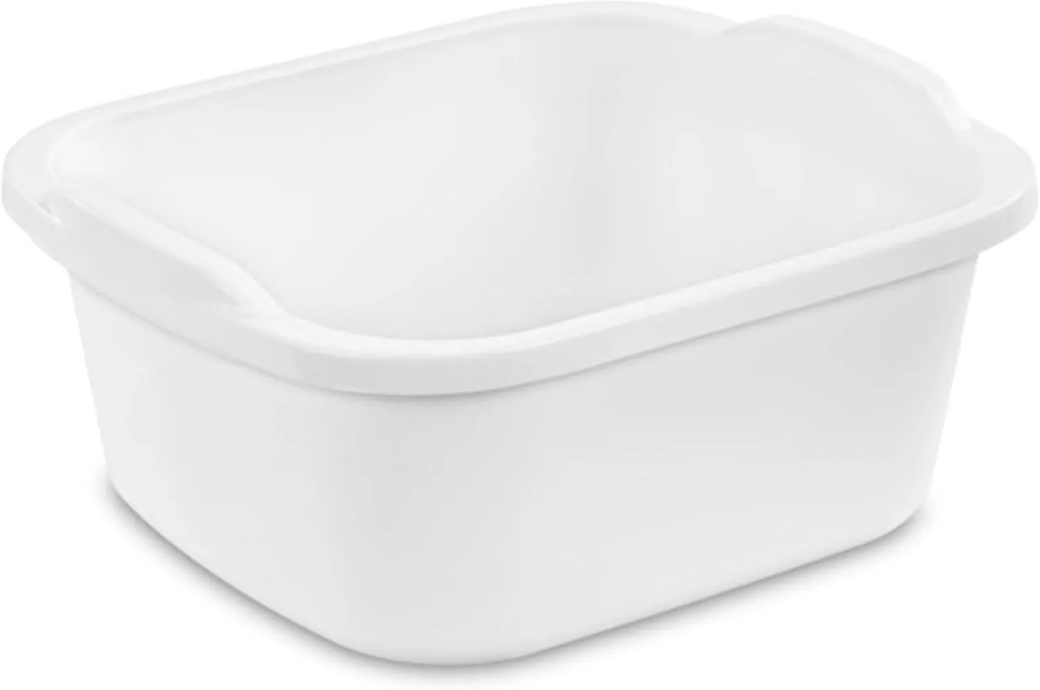 Sterilite 12 Quart Durable Heavy Duty Reinforced Plastic Kitchen Dishpan Basin with Molded Handles for Household Chores and Storage, White, 8 Pack