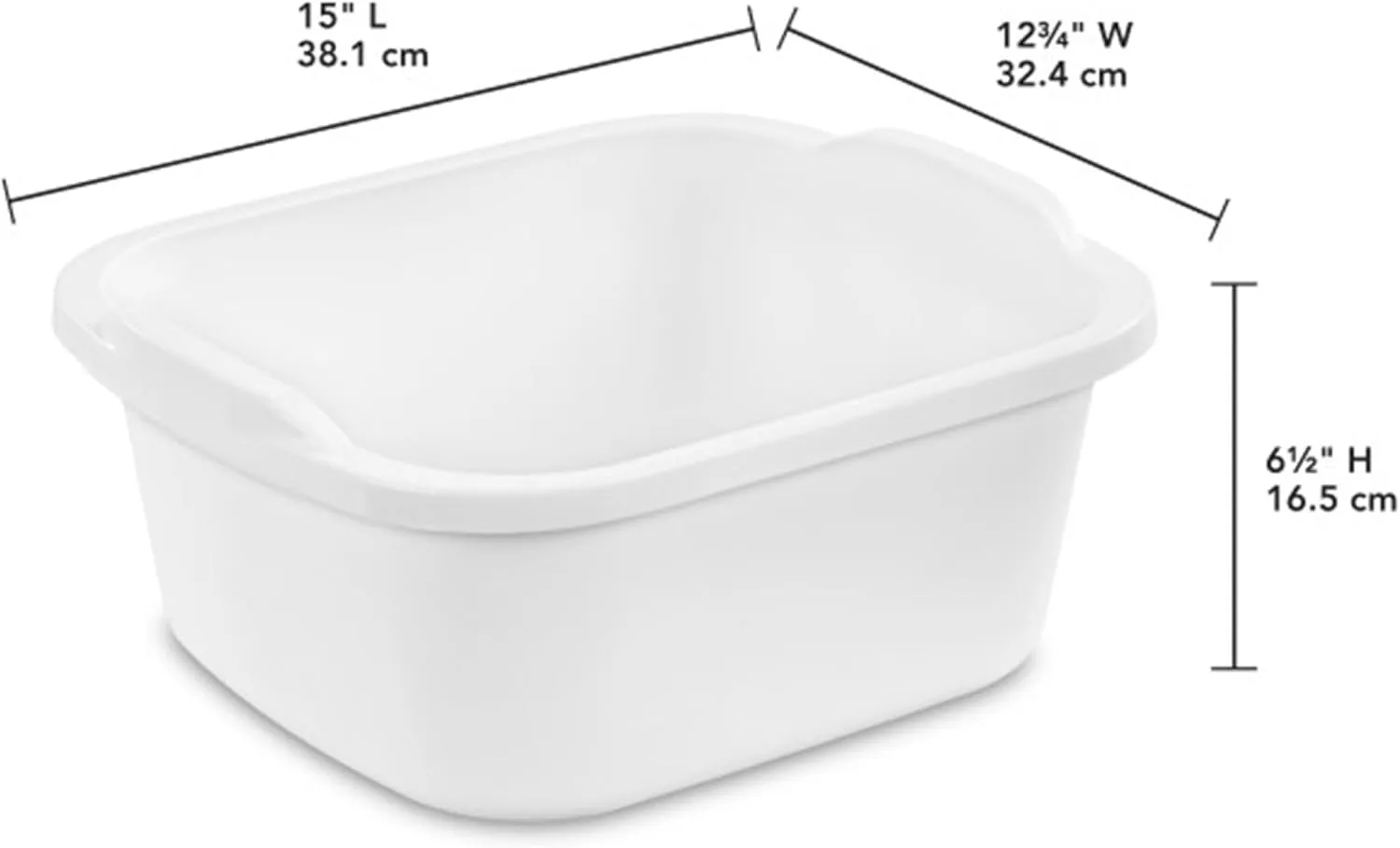 Sterilite 12 Quart Durable Heavy Duty Reinforced Plastic Kitchen Dishpan Basin with Molded Handles for Household Chores and Storage, White, 8 Pack