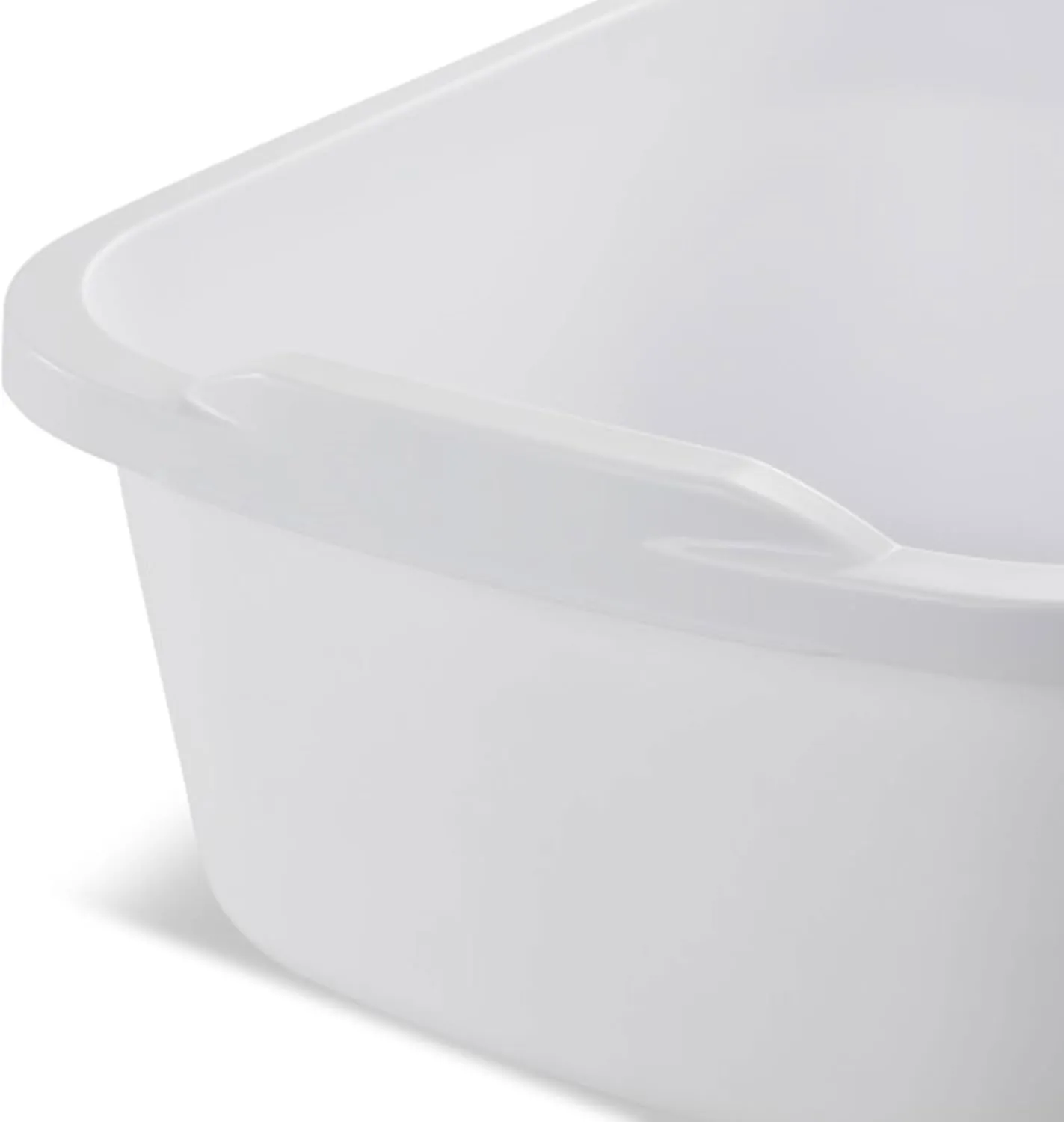 Sterilite 12 Quart Durable Heavy Duty Reinforced Plastic Kitchen Dishpan Basin with Molded Handles for Household Chores and Storage, White, 8 Pack