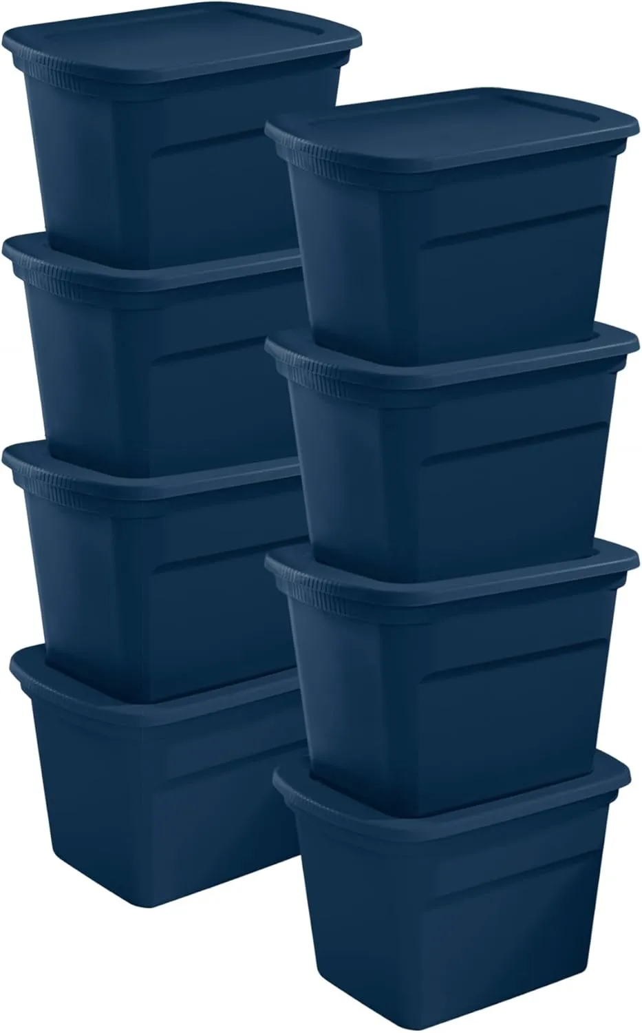 Sterilite 8-Pack Plastic Storage Bins, 18 Gallon Tote Containers with Lids, Marine Blue