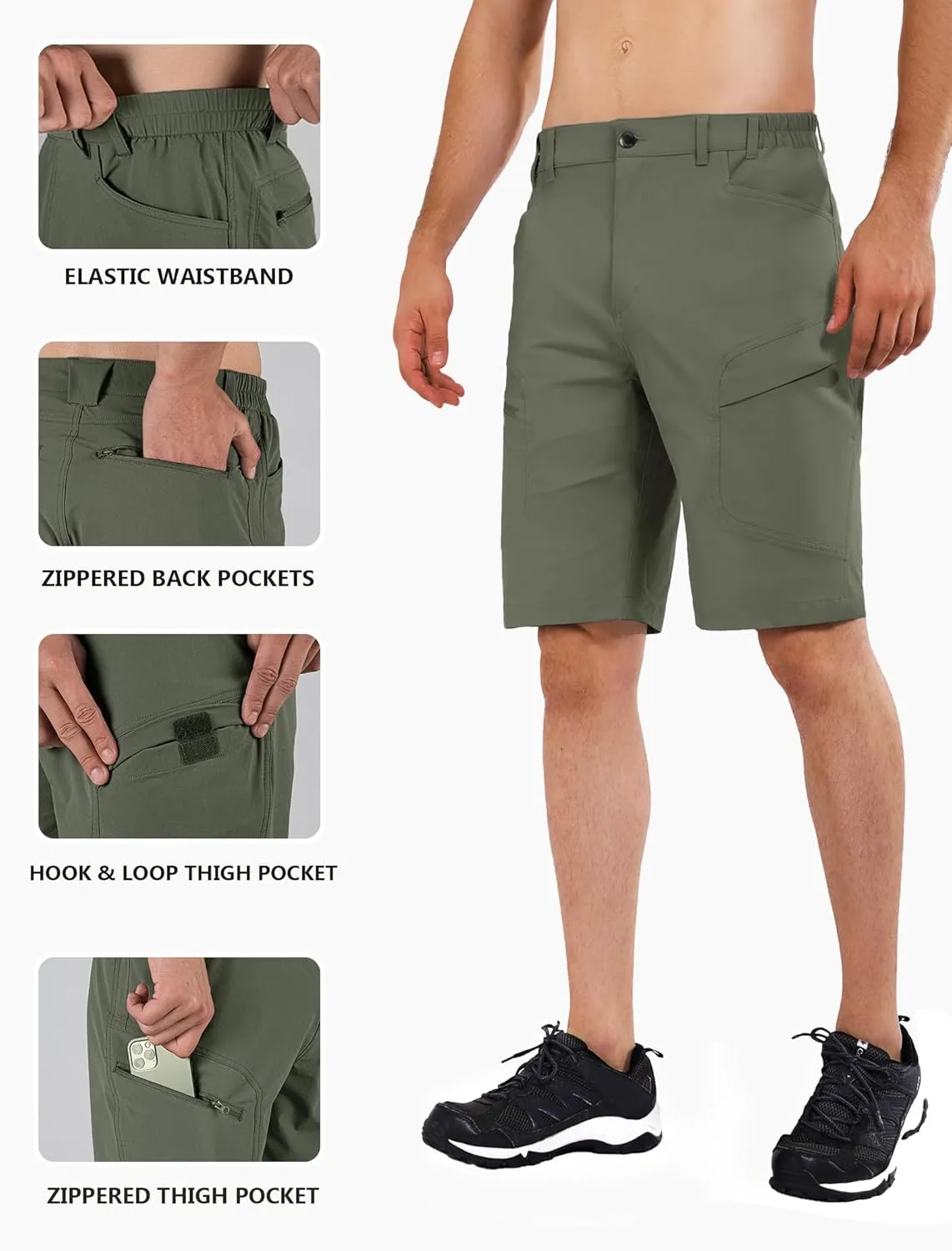 Stlight Men's Hiking Cargo Shorts Quick Dry Lightweight Tactical Shorts with Multi Pocket for Camping Fishing Golf