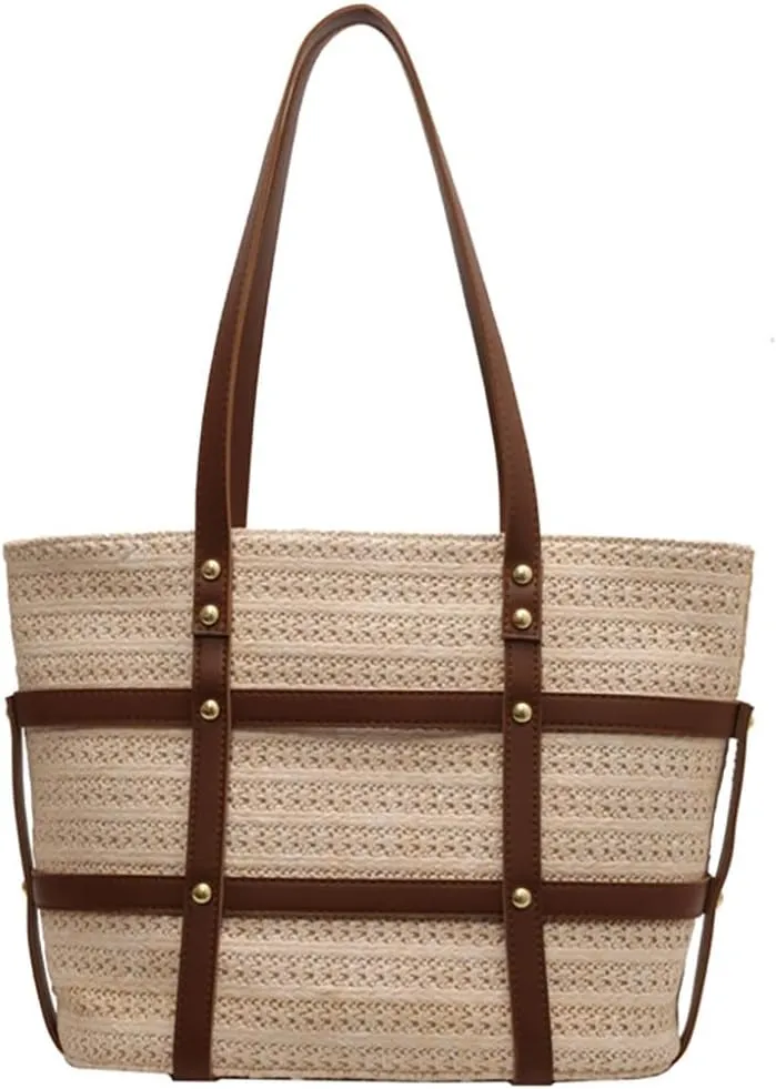 Straw Beach Bags For Women Straw Tote Bag Rattan Purses Summer Raffia Handbag Wicker Purse Shoulder Bag 2025