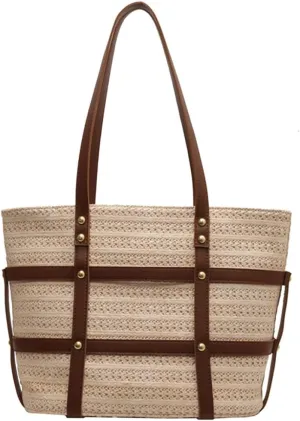 Straw Beach Bags For Women Straw Tote Bag Rattan Purses Summer Raffia Handbag Wicker Purse Shoulder Bag 2025