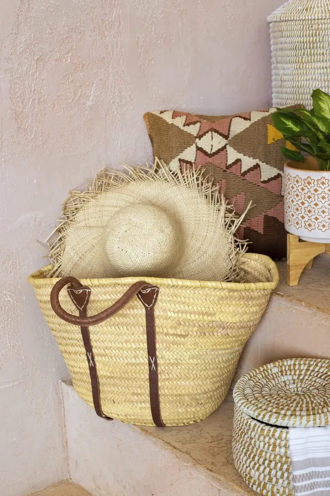 Straw Shopper with Shoulder Straps