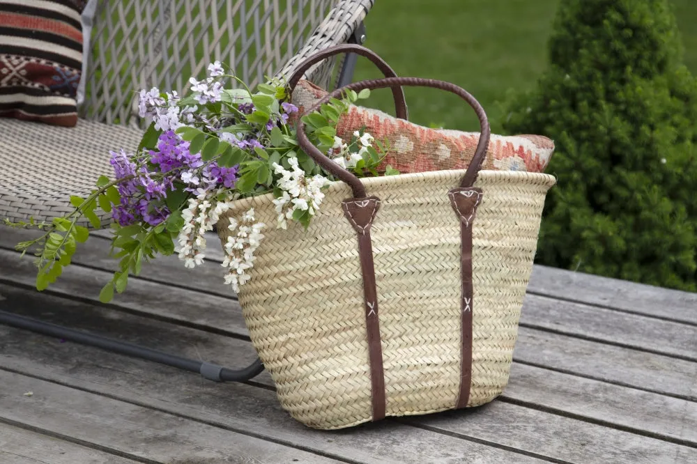 Straw Shopper with Shoulder Straps