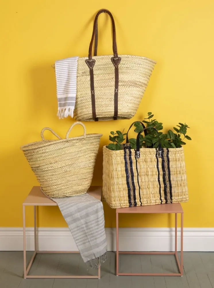 Straw Shopper with Shoulder Straps
