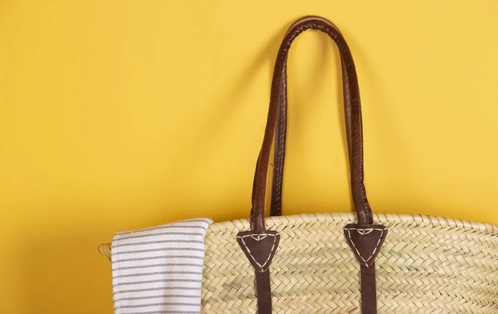 Straw Shopper with Shoulder Straps