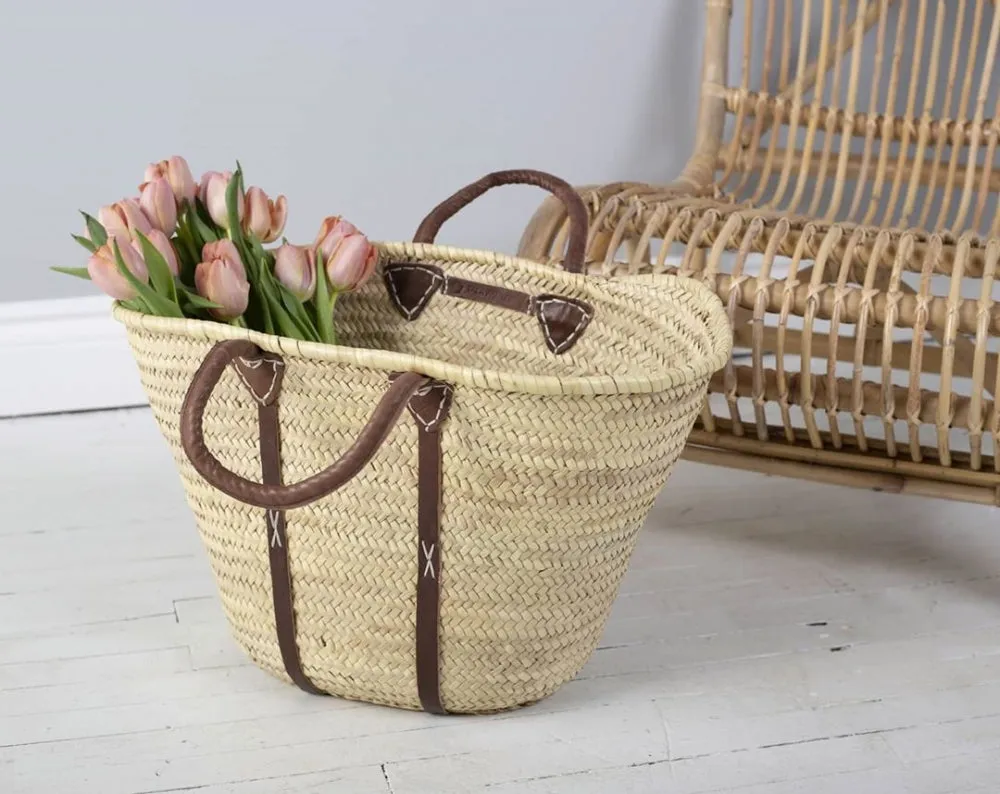 Straw Shopper with Shoulder Straps