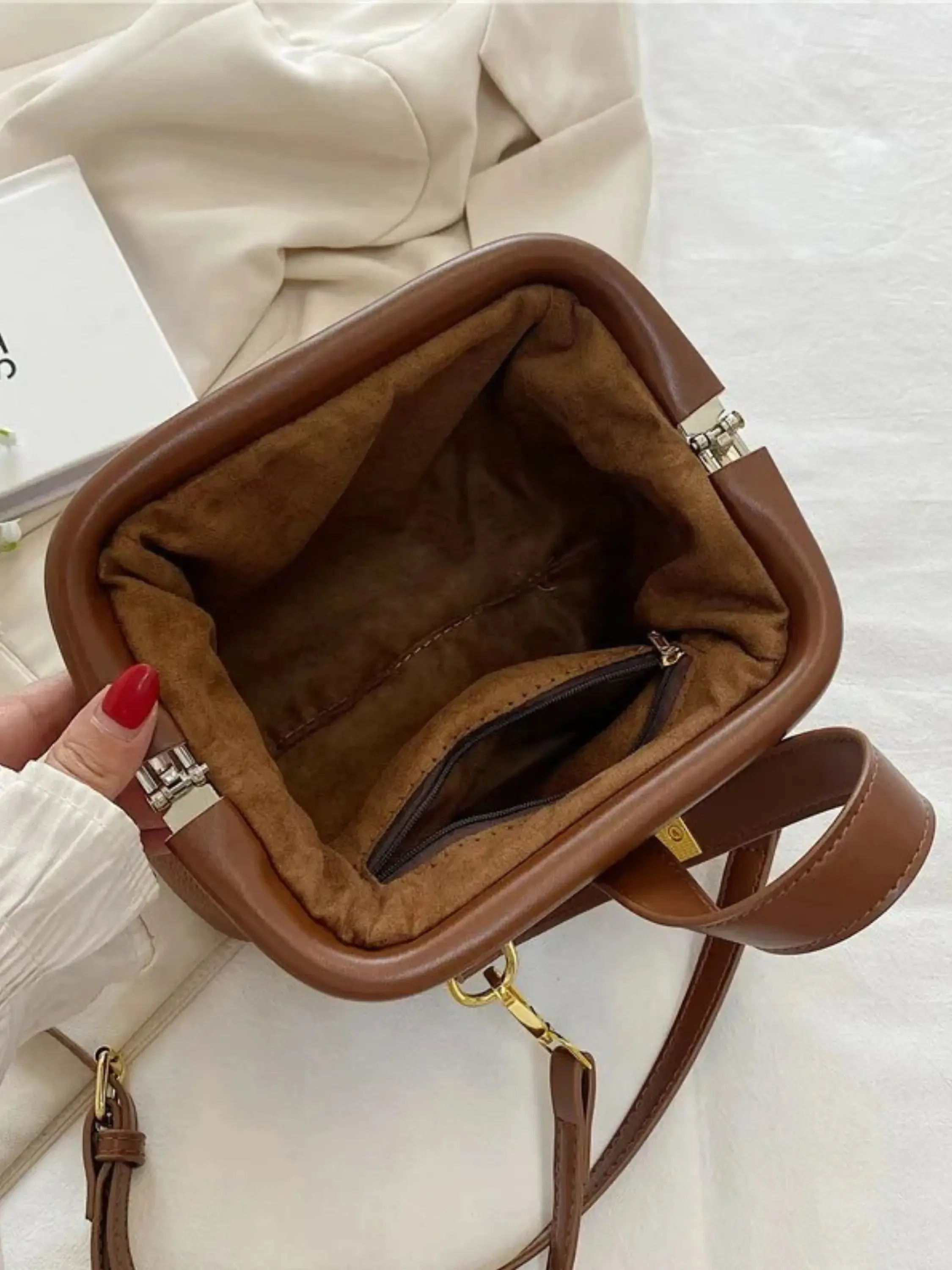 Structured Leather Shoulder Bag