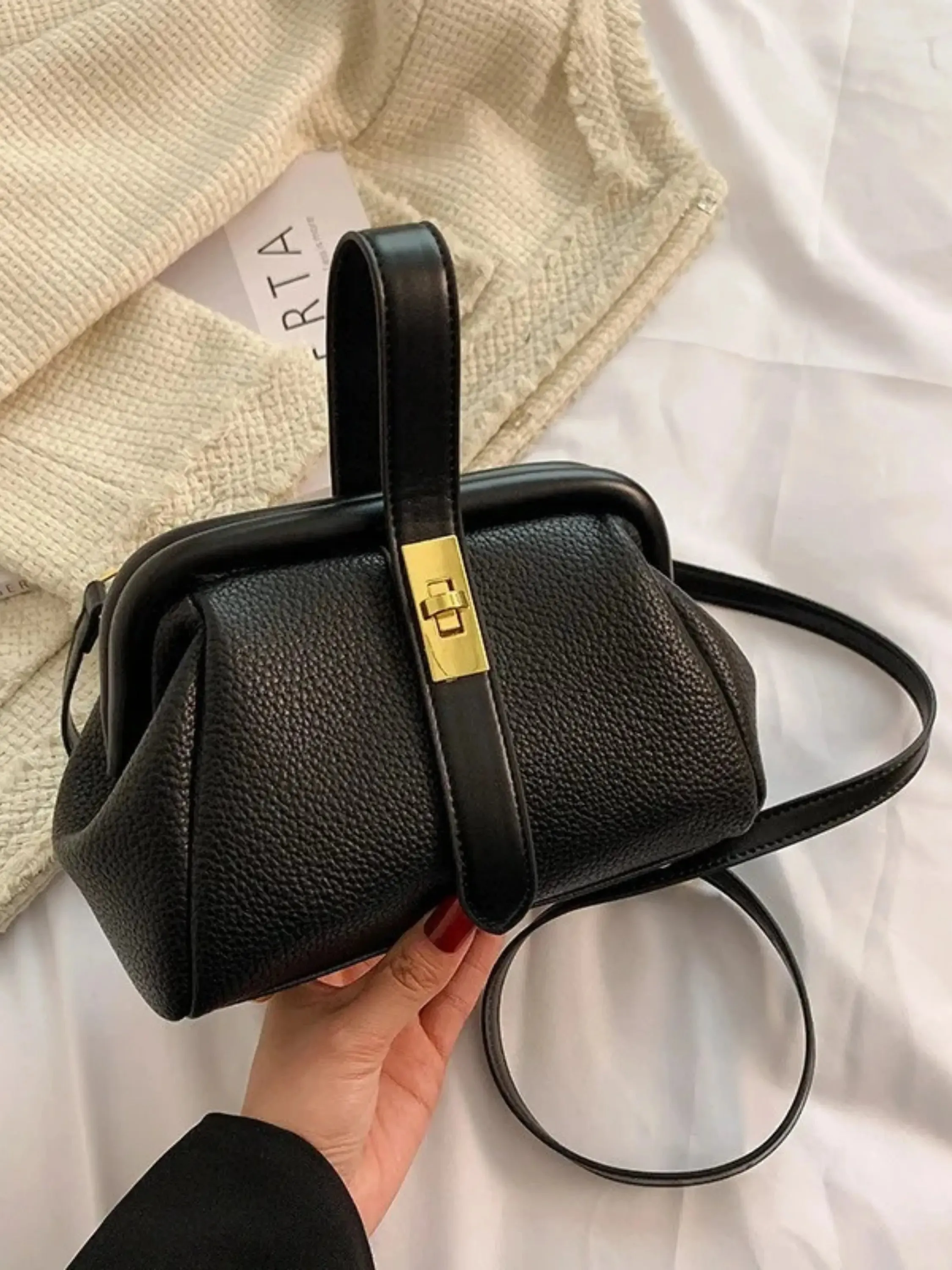 Structured Leather Shoulder Bag