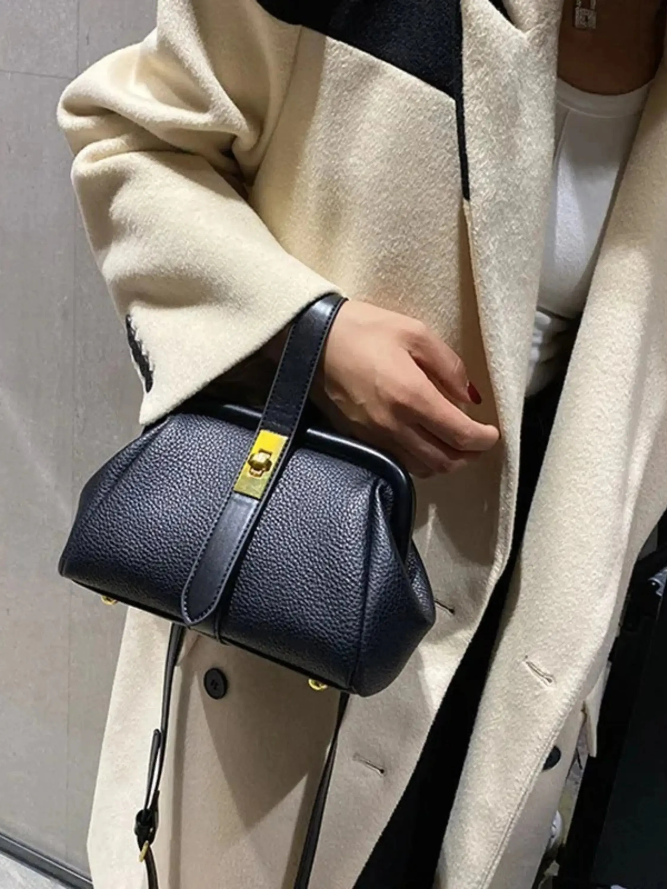 Structured Leather Shoulder Bag