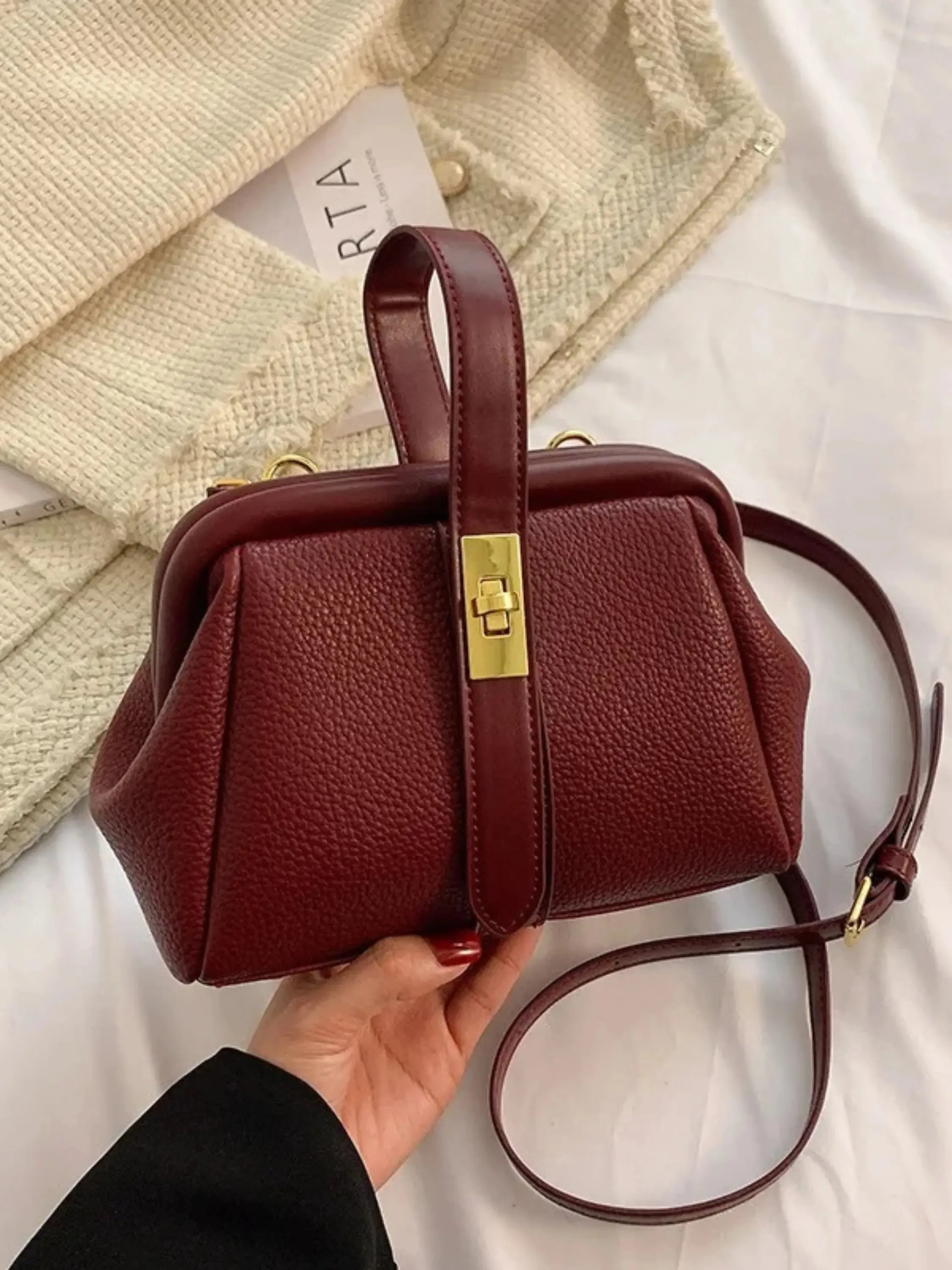 Structured Leather Shoulder Bag