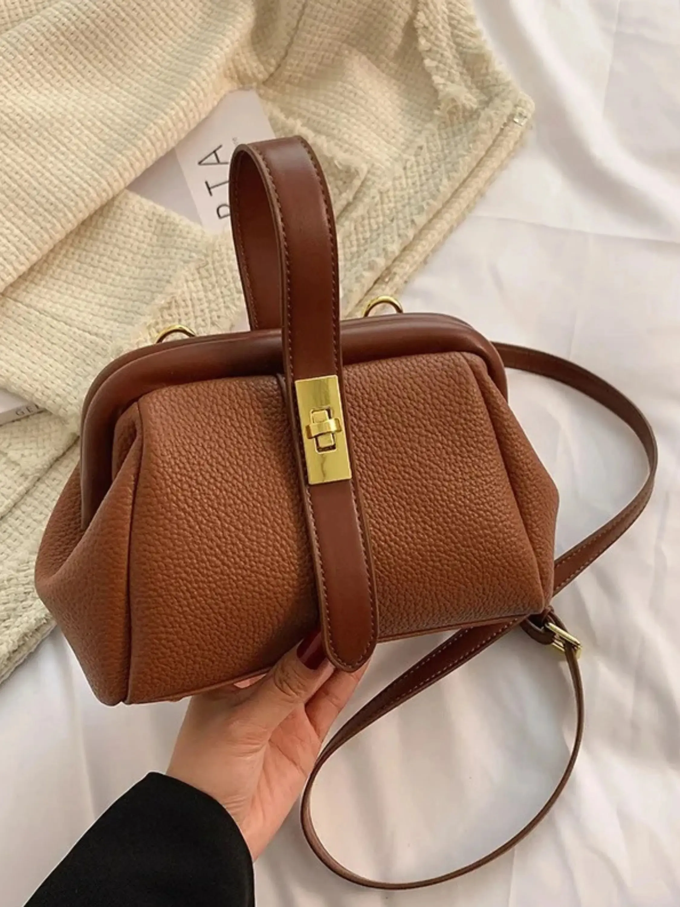 Structured Leather Shoulder Bag