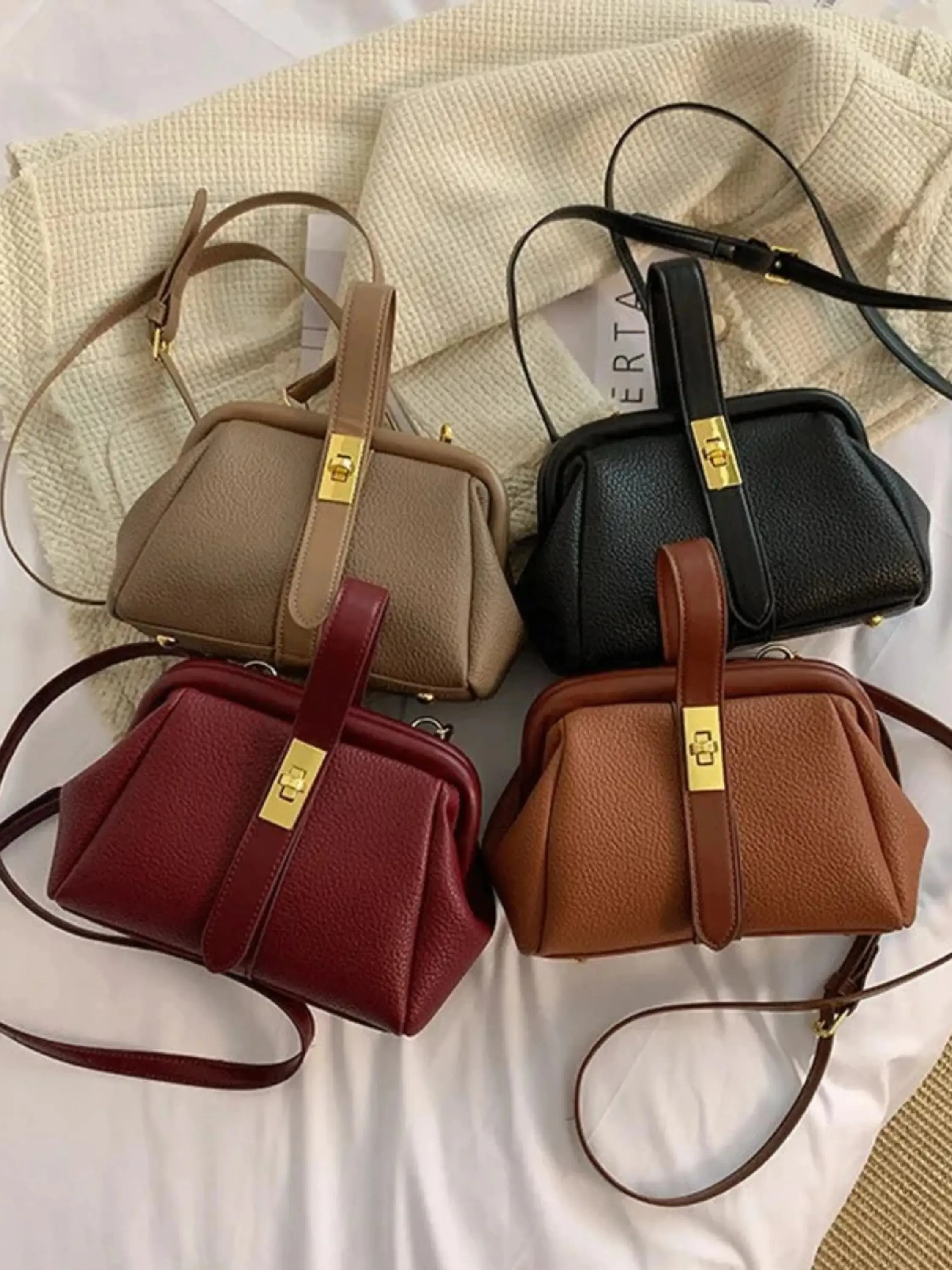 Structured Leather Shoulder Bag