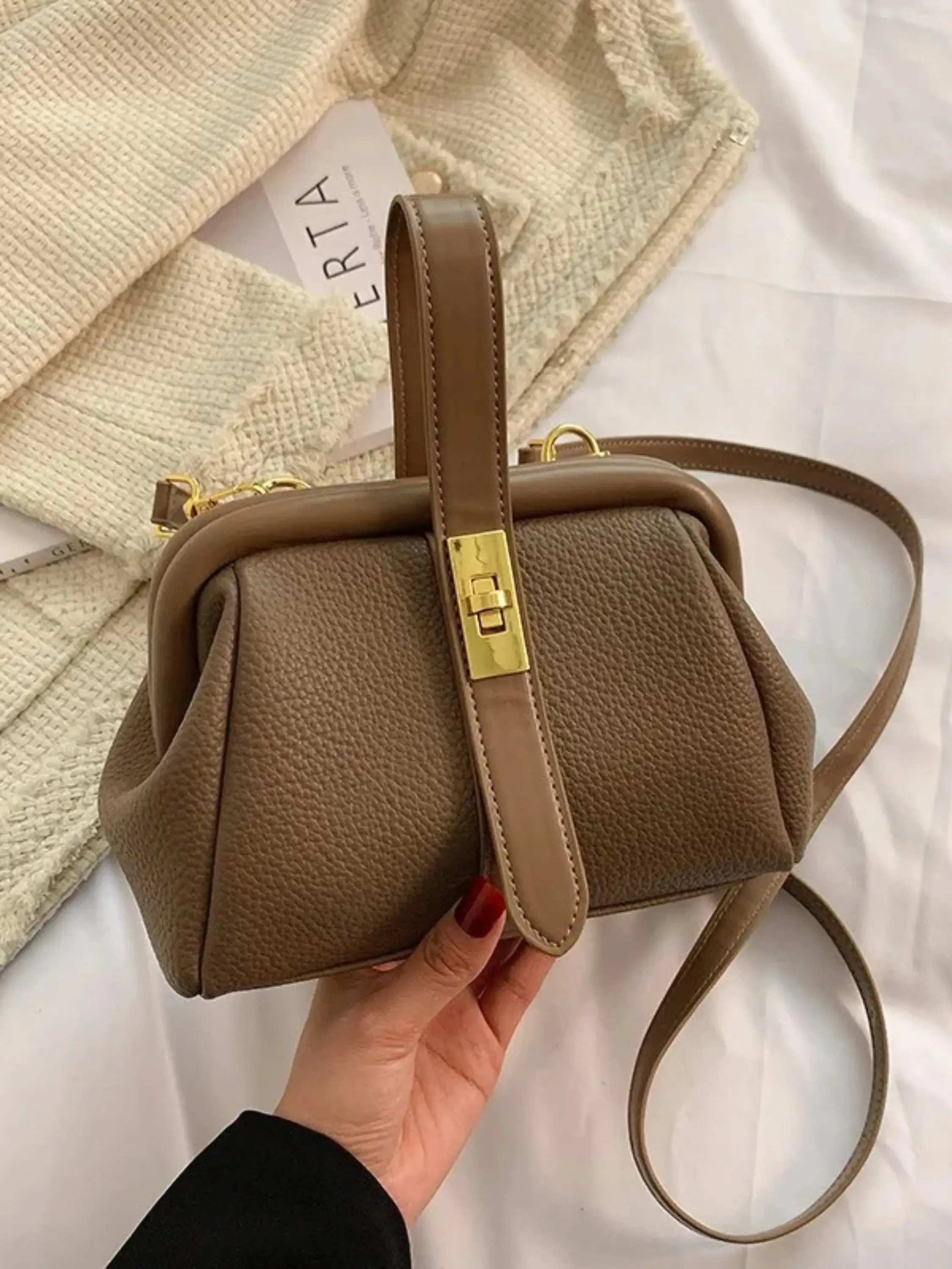 Structured Leather Shoulder Bag