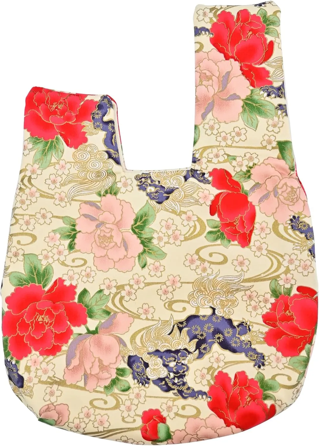 Stylish Cotton Japanese Pattern Wrist Bag Sleeve Knot Pouch Portable Canvas Tote Purse for Female, Women