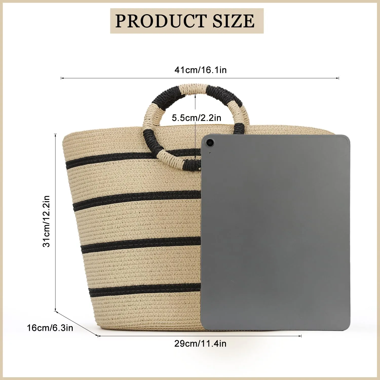 SUKUTU Large Straw Tote Bag for Women Rattan Woven Handbag Summer Beach Vacation Bag Crochet Tote