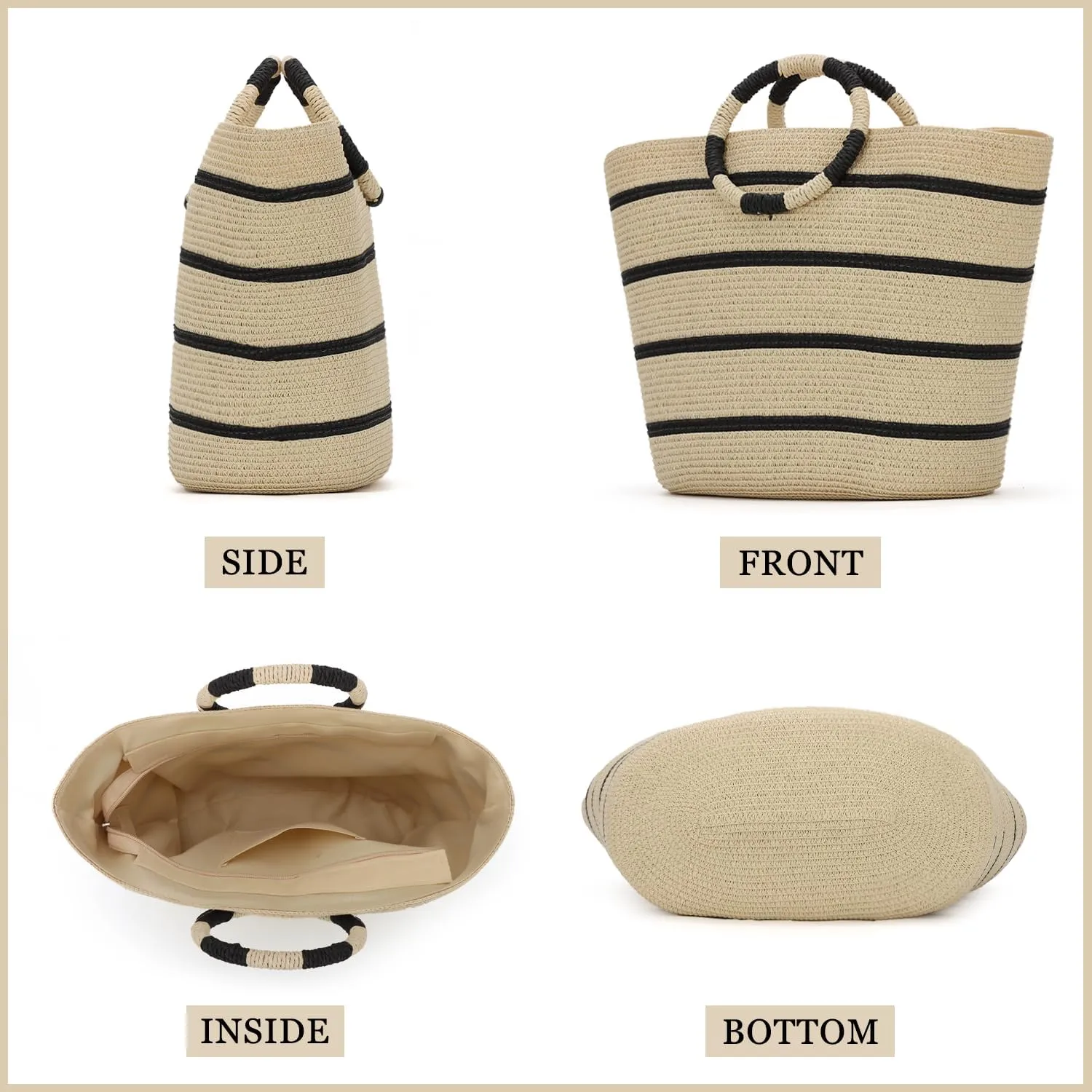 SUKUTU Large Straw Tote Bag for Women Rattan Woven Handbag Summer Beach Vacation Bag Crochet Tote