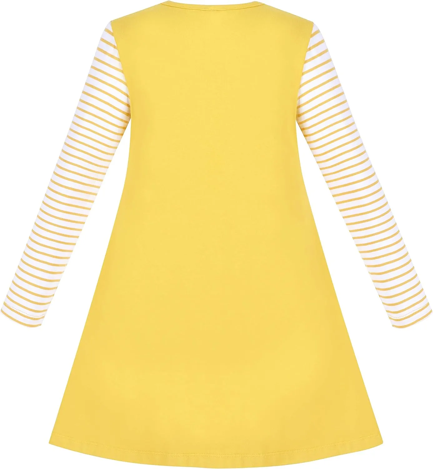 Sunny Fashion Girls Dress Cotton Casual Long Sleeve Lady Bug Embroidered