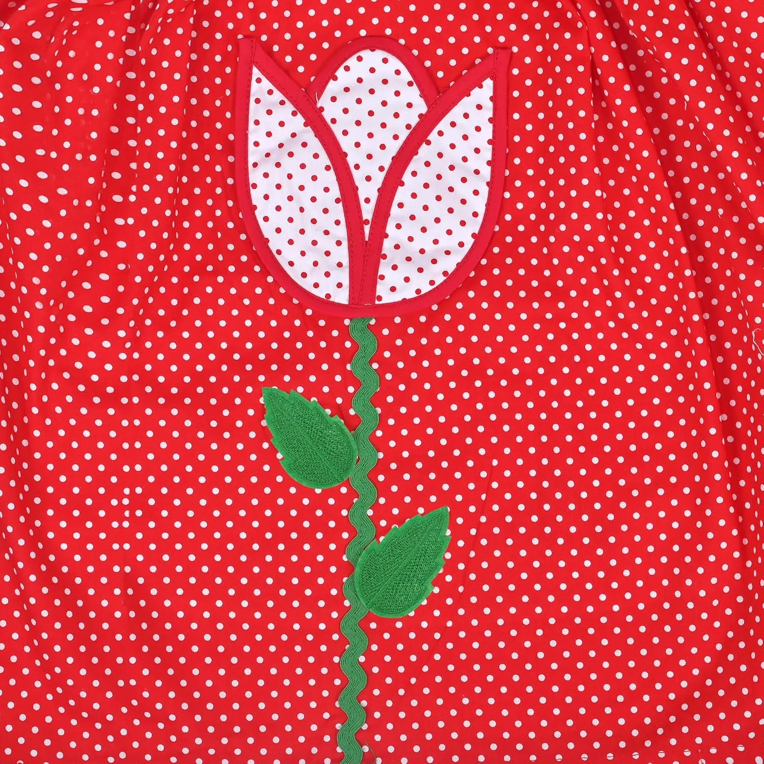 Sunny Fashion Girls Dress Red Polka Dot Pocket Floral Summer Casual Cotton