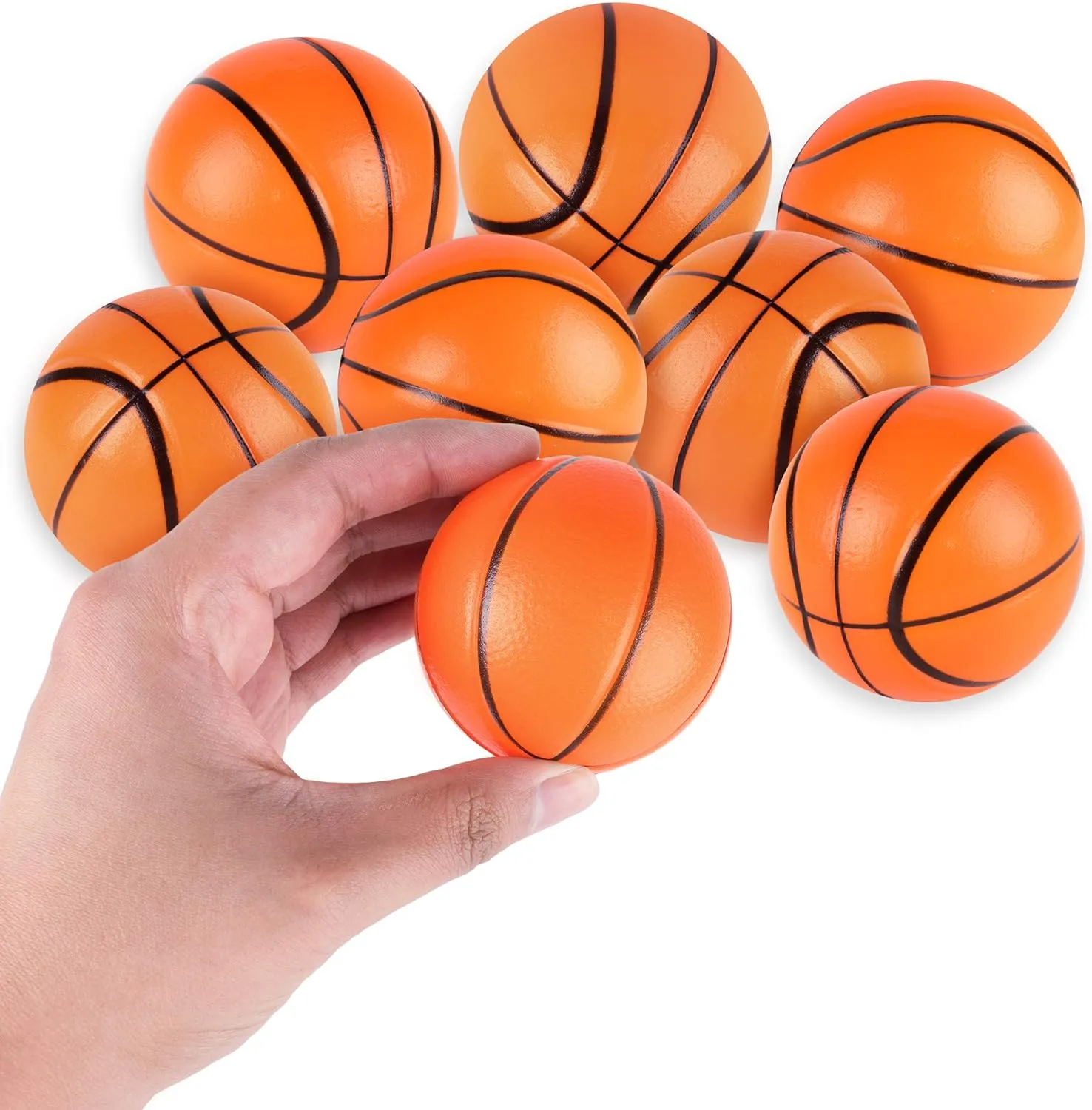 Super Z Outlet Mini Foam Sports Balls for Kids Adults Mini Baseball Football Basketball Soccer Stress Toy Game Party Decoration (Basketball) - Pack of 24