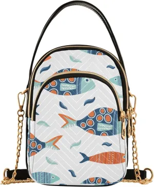 susiyo Fishes Seaweed Small Crossbody Bags Shoulder Bag for Women Multi Zipper Stylish Ladies Messenger Bags Phone Purse Handbag Wallet