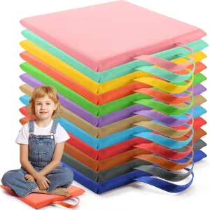 Suzile 12 Pcs 12'' Square Floor Cushions for Kids Classroom Flexible Floor Seating with Handles Classroom Carpet Cushions for Adults Toddlers Daycare Preschool School(Soft Color,Square)