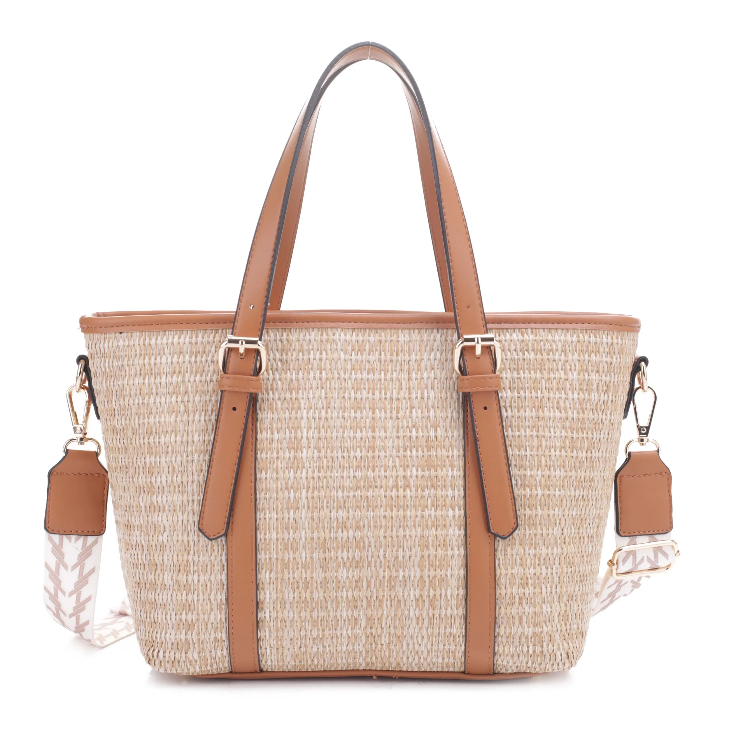 SW20382 Carry Straw Tote with Fashion Guitar Strap