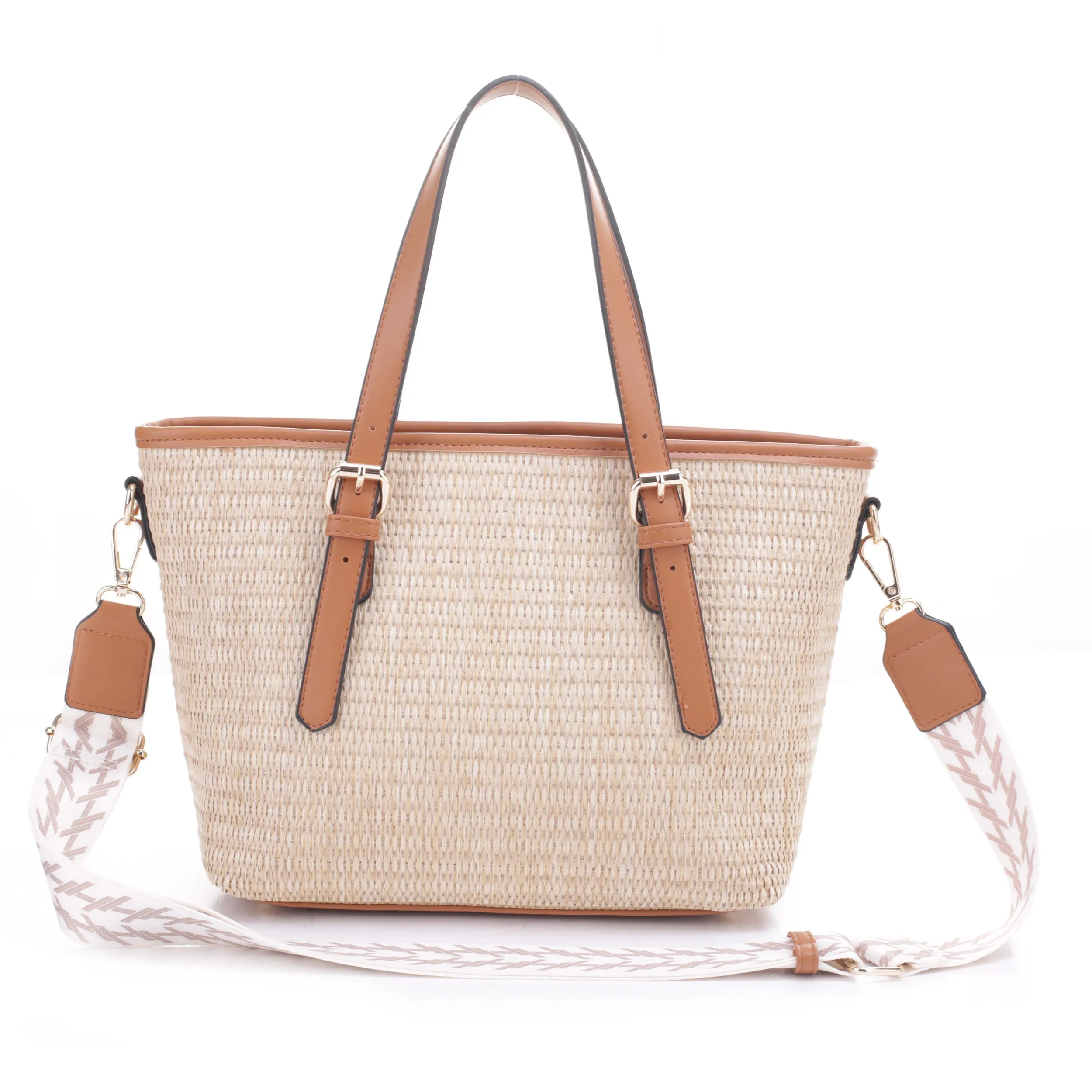 SW20382 Carry Straw Tote with Fashion Guitar Strap