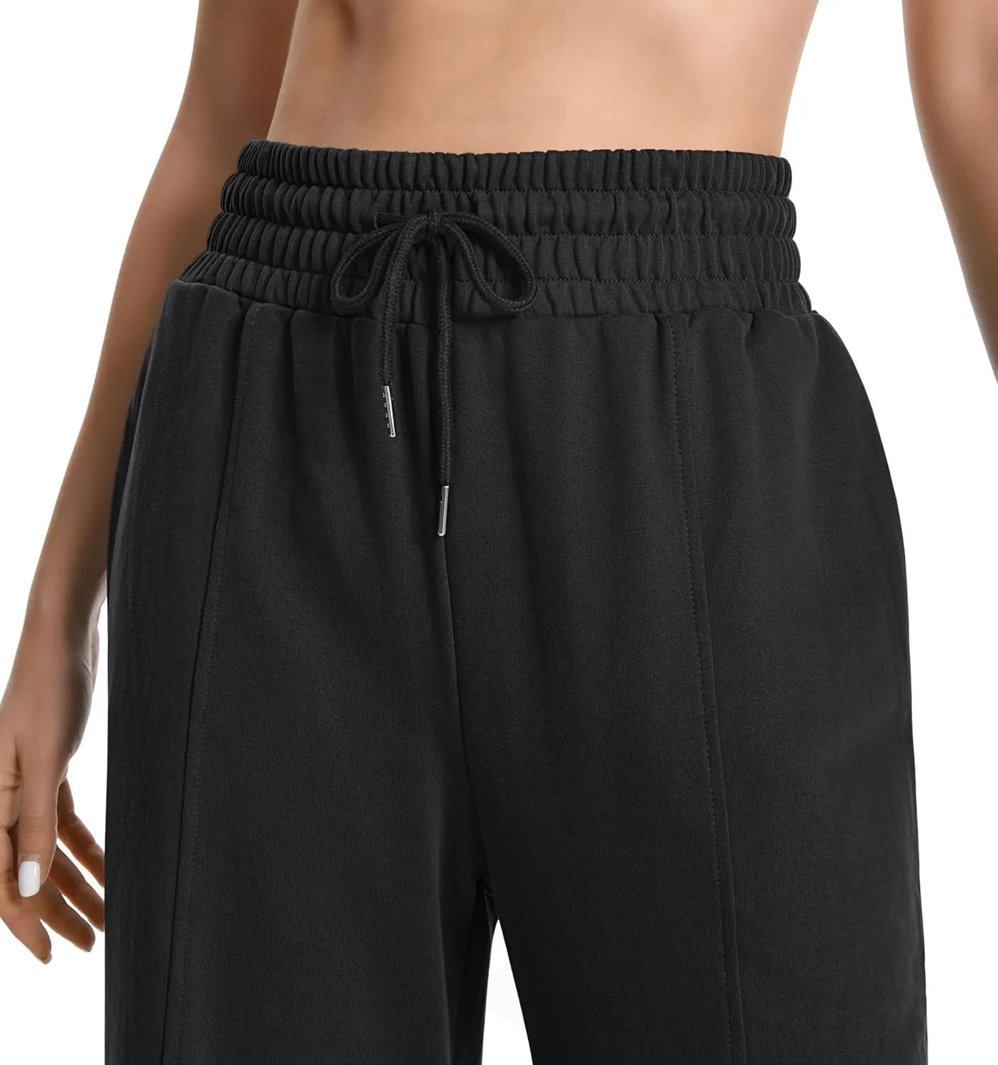 Sweatpants Women High Waist Straight Leg Womens Sweat Pants Pockets Drawstring Cotton Casual Pants