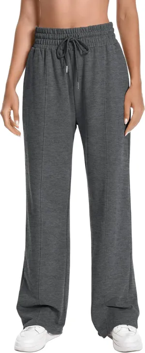 Sweatpants Women High Waist Straight Leg Womens Sweat Pants Pockets Drawstring Cotton Casual Pants