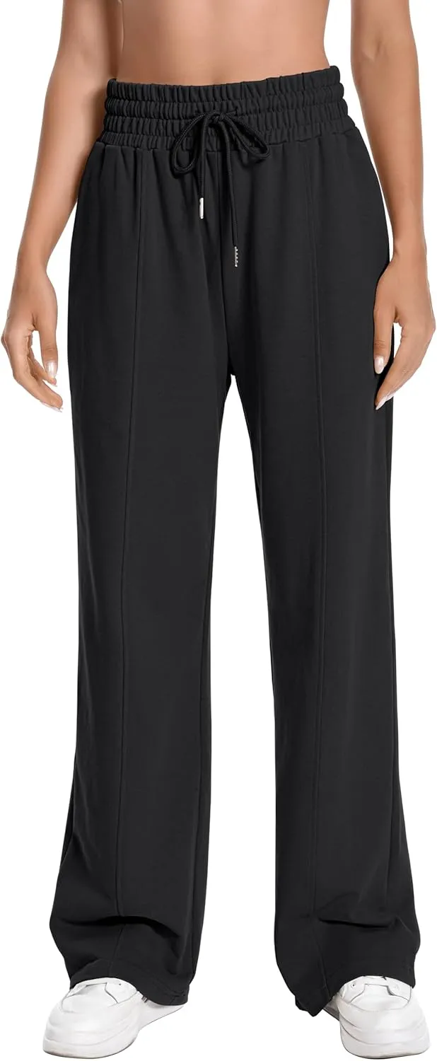 Sweatpants Women High Waist Straight Leg Womens Sweat Pants Pockets Drawstring Cotton Casual Pants