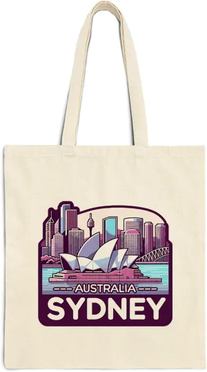 Sydney Australia Cotton Tote Bag for Women Men Casual Tote Bag Cloth Canvas Shopping Bags with Handles Cute Bags Everyday Use 15" x 16" Aesthetic Gift ID44997