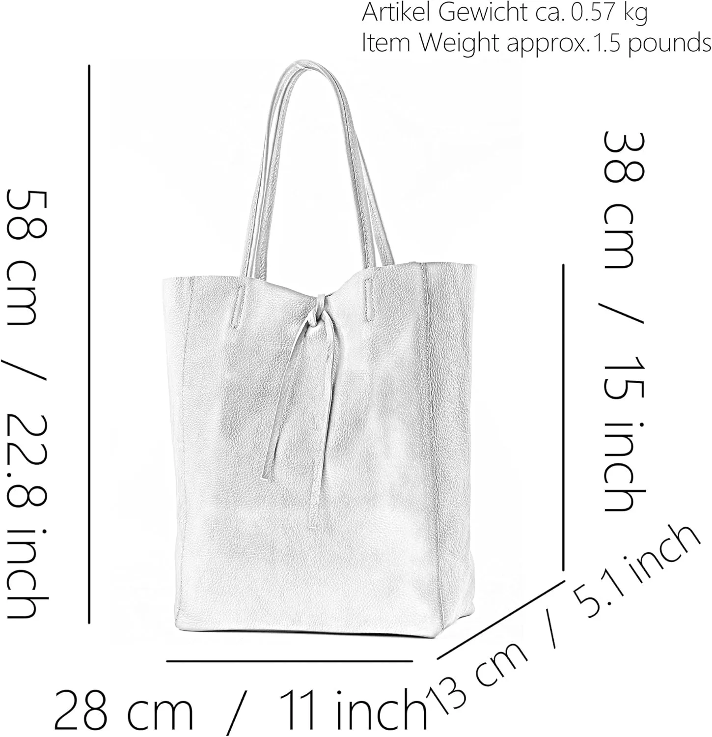 T163 - Ital. Large shopper bag with leather inner pocket