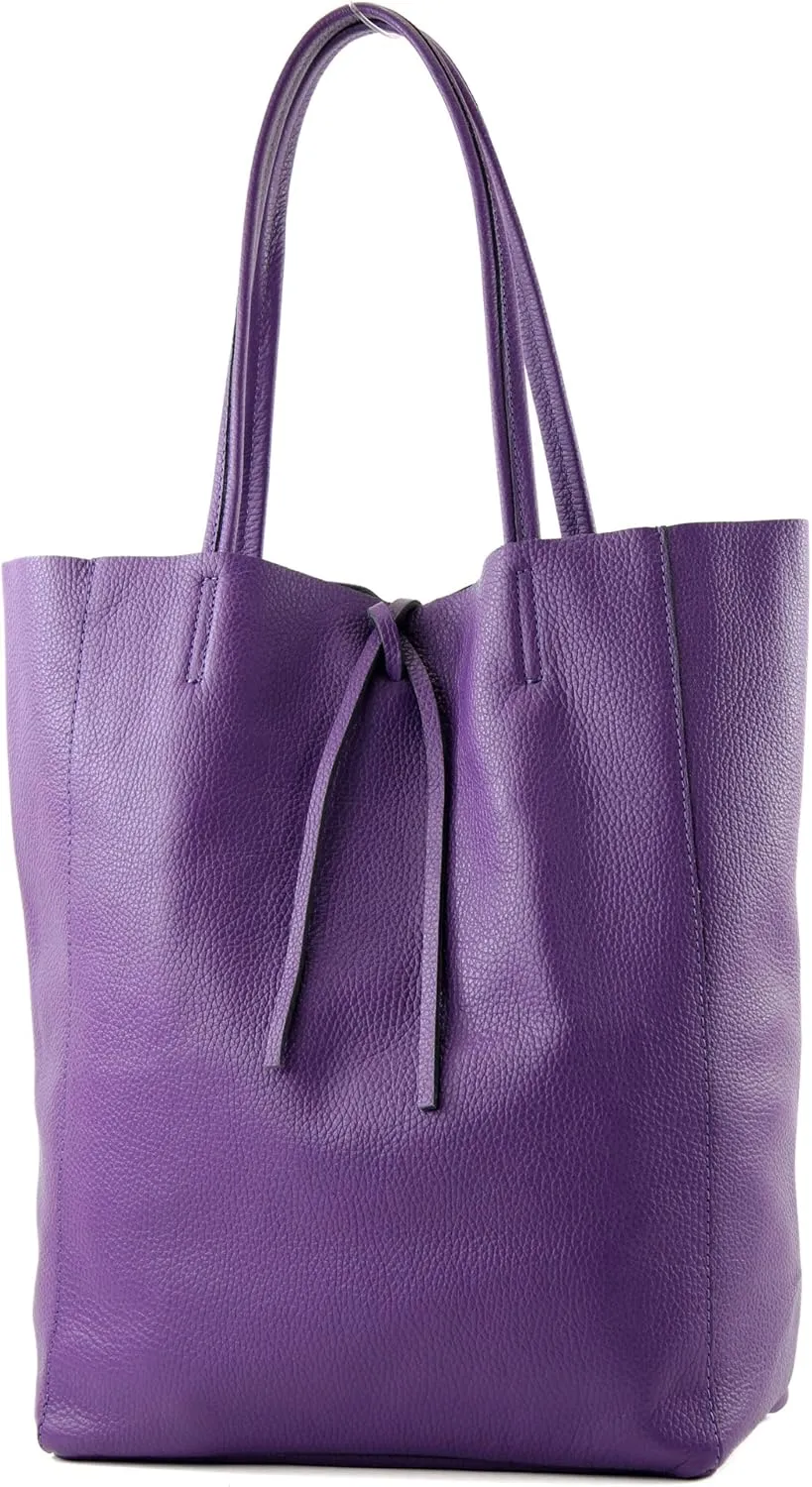 T163 - Ital. Large shopper bag with leather inner pocket