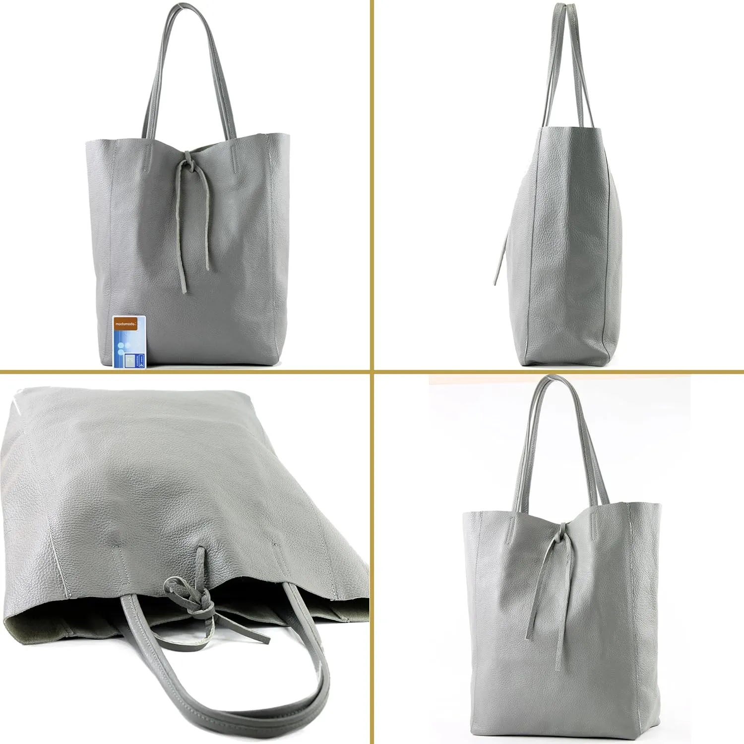 T163 - Ital. Large shopper bag with leather inner pocket