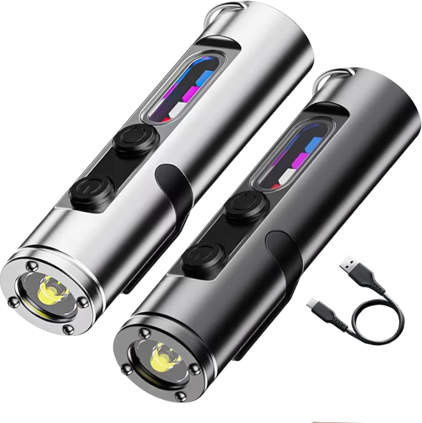 Taclite Mini - The Ultimate Everyday Micro Tool, 2025 New 800 Lumens Magnetic Led Rechargeable Flashlight with Hat Clip, Waterproof, 3 Brightness for Camping, Emergency Black   Silver