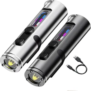 Taclite Mini - The Ultimate Everyday Micro Tool, 2025 New 800 Lumens Magnetic Led Rechargeable Flashlight with Hat Clip, Waterproof, 3 Brightness for Camping, Emergency Black   Silver