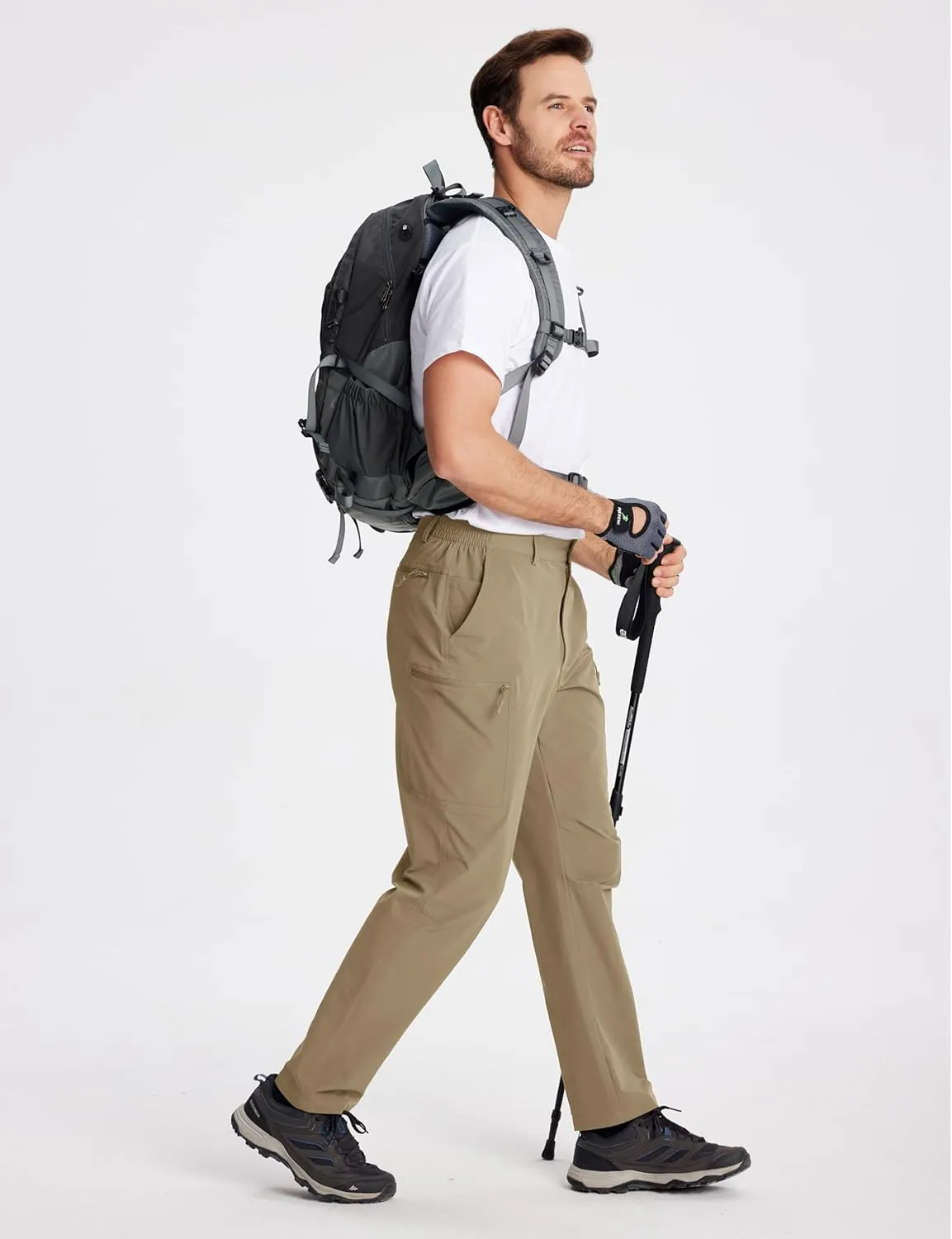 TACVASEN Men's Hiking Cargo Pants with 6 Pockets Lightweight Water Resistant Quick Dry Travel Work Pants Tactical Outdoor
