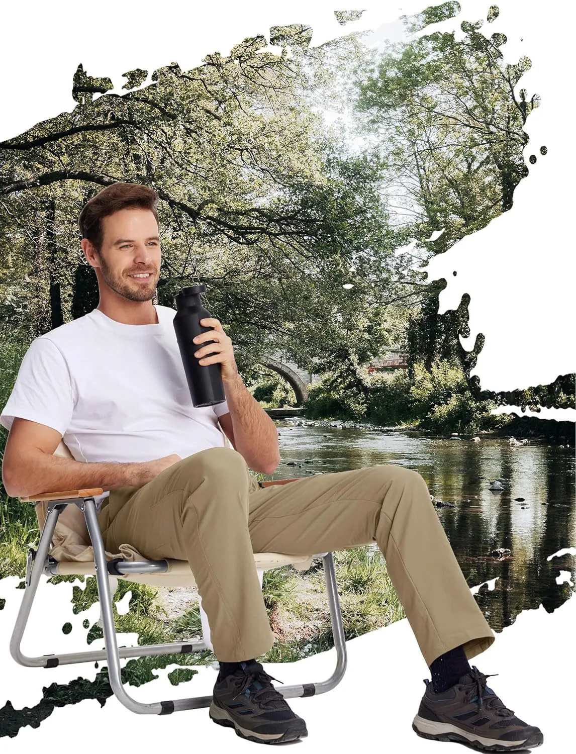 TACVASEN Men's Hiking Cargo Pants with 6 Pockets Lightweight Water Resistant Quick Dry Travel Work Pants Tactical Outdoor