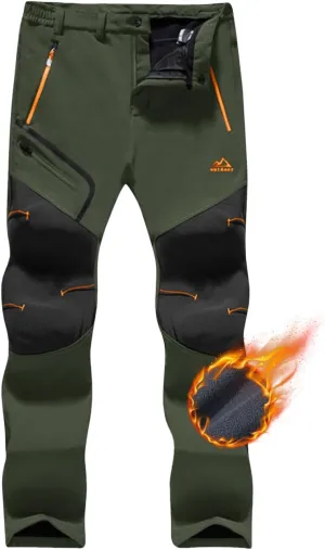 TACVASEN Men's Snow Ski Pants Fleece Lined Winter Hiking Pants Water Resistant Insulated Snowboard Work Outdoor