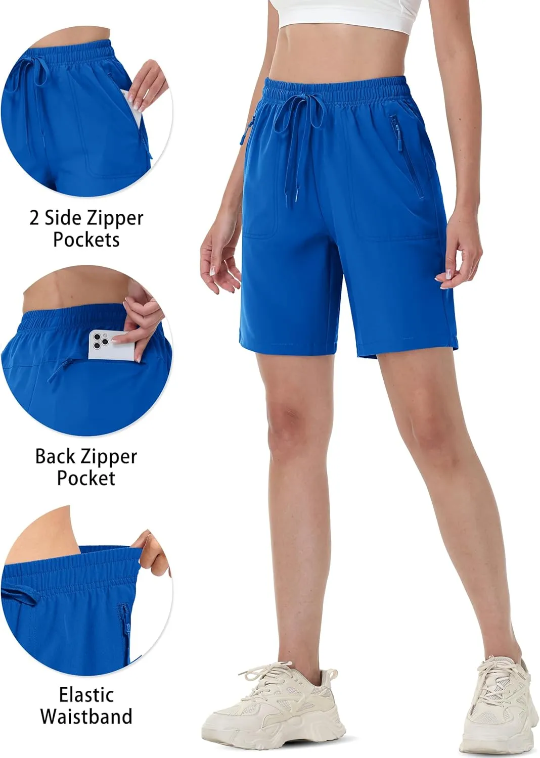TACVASEN Women's Hiking Shorts Quick Dry Lightweight 8" Water Resistant Athletic Shorts with Pockets Outdoor Golf Active