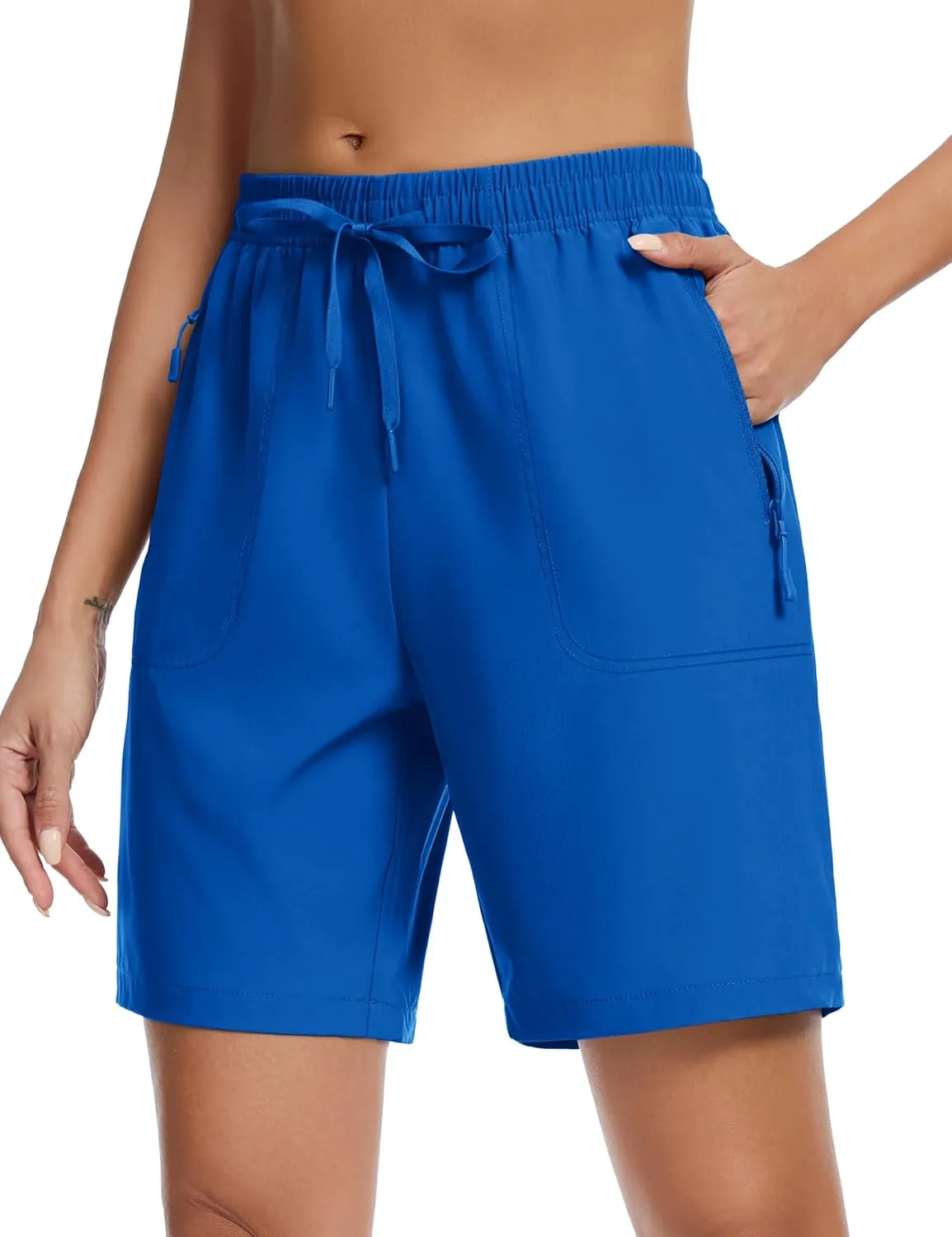 TACVASEN Women's Hiking Shorts Quick Dry Lightweight 8" Water Resistant Athletic Shorts with Pockets Outdoor Golf Active