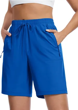 TACVASEN Women's Hiking Shorts Quick Dry Lightweight 8" Water Resistant Athletic Shorts with Pockets Outdoor Golf Active