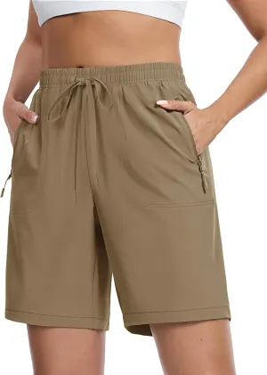TACVASEN Women's Hiking Shorts Quick Dry Lightweight 8" Water Resistant Athletic Shorts with Pockets Outdoor Golf Active
