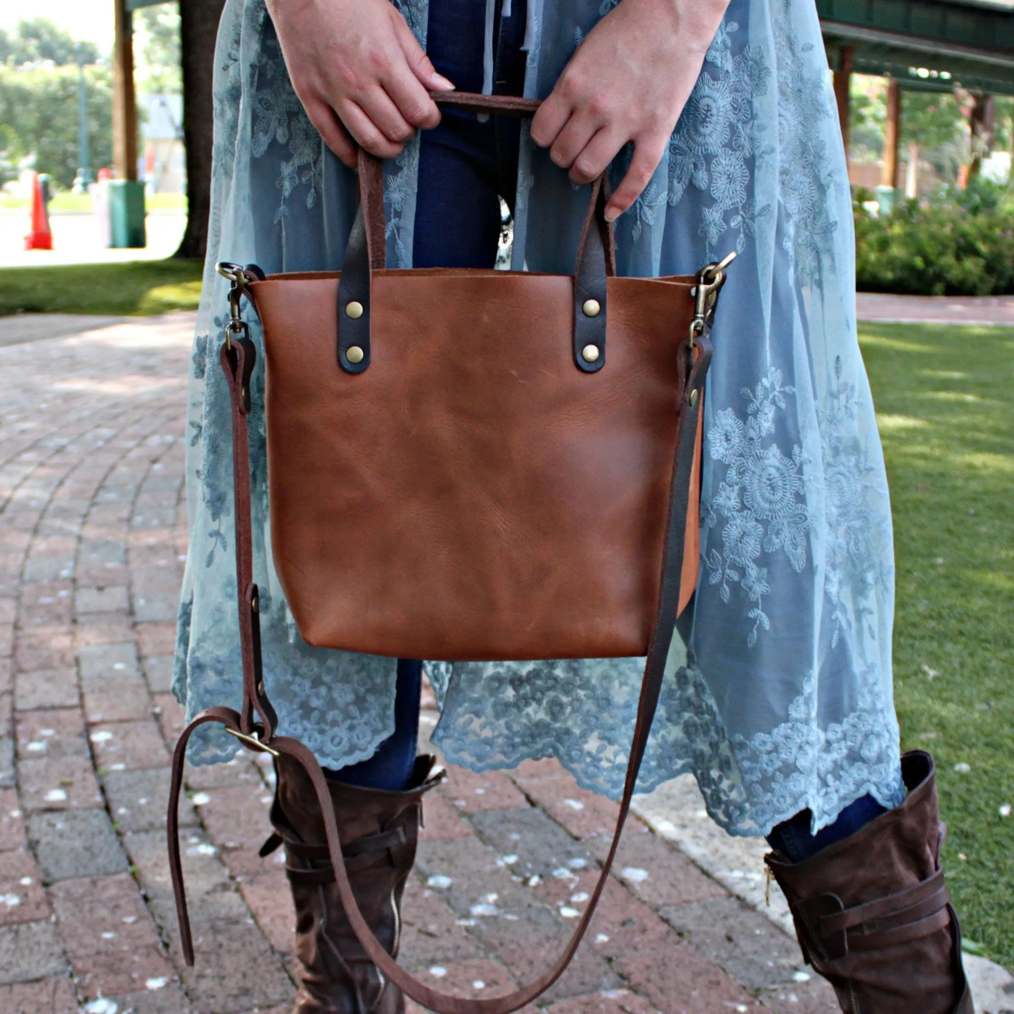 Tan Pull Up Leather Crossbody