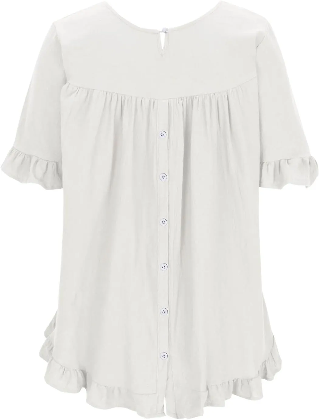 TANGNADE Women's Summer Ruffle Sleeve Linen Tunic Top Flowy Casual Loose Cute Plus Size Work Blouse Shirts Trendy Clothes