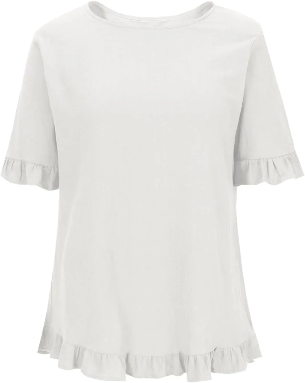 TANGNADE Women's Summer Ruffle Sleeve Linen Tunic Top Flowy Casual Loose Cute Plus Size Work Blouse Shirts Trendy Clothes