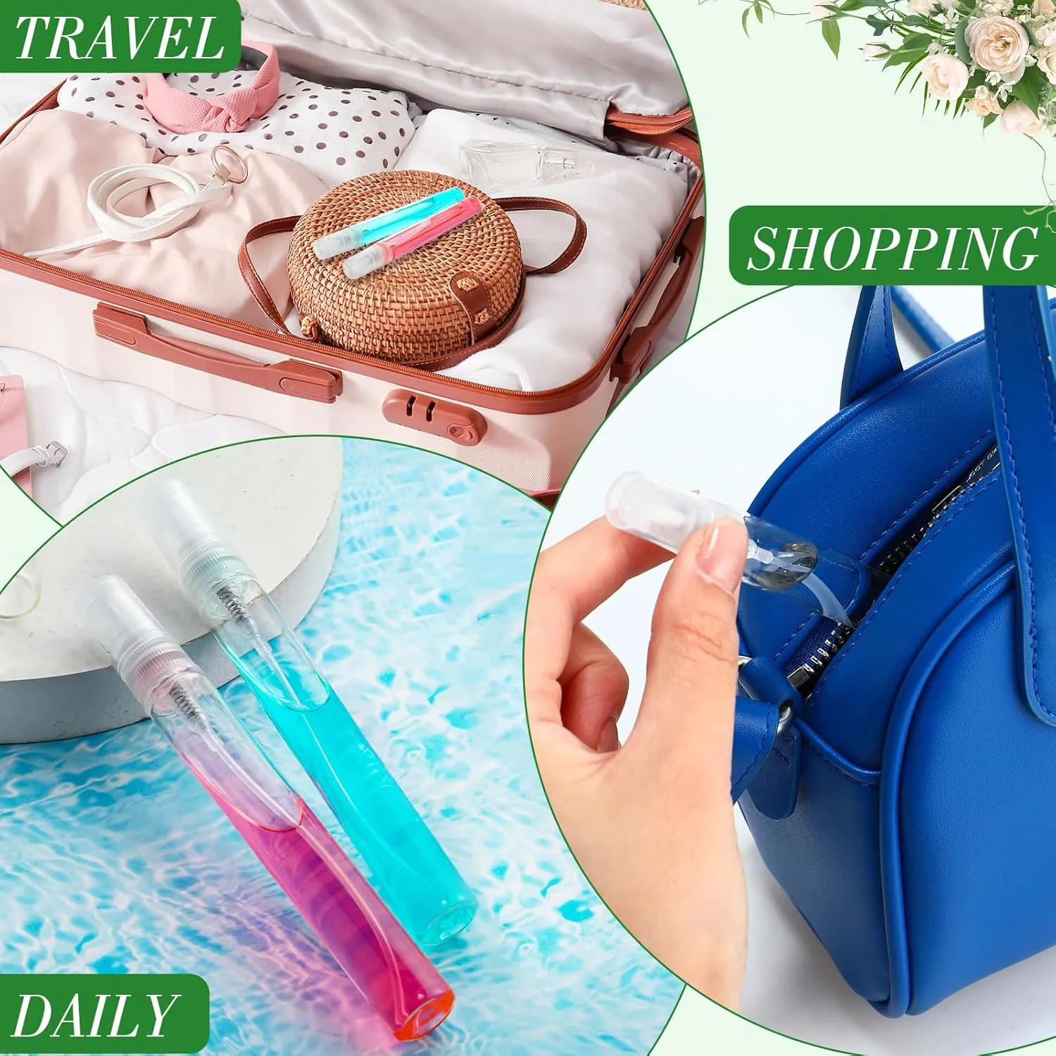 Tanlade 300 Pcs 10ml Mini Spray Bottles Clear Glass Perfume Atomizer Sprayer Bottles Portable Perfume Travel Refillable Bottle for Travel Pocket Dispenser Container